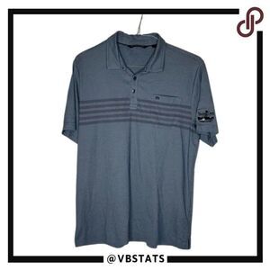 Travis Mathew Gray Striped Golf Polo in Size Large